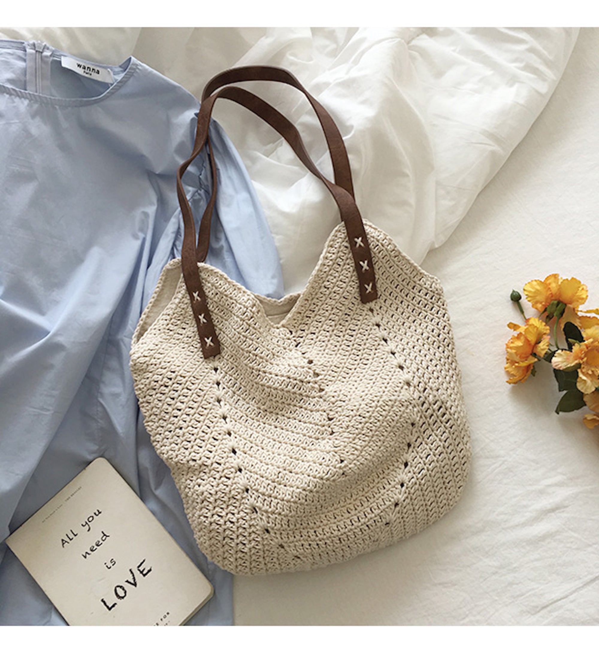 Buy Online High Quality, Unique Handmade Retro Cotton Knitted Shoulder Bag, Hand Woven, Fashion Casual Bag, Gift for Her, Women's Woven Bag - Elena Handbags