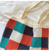 Buy Online Retro Checkered Cotton Knitted Shoulder Tote Bag
