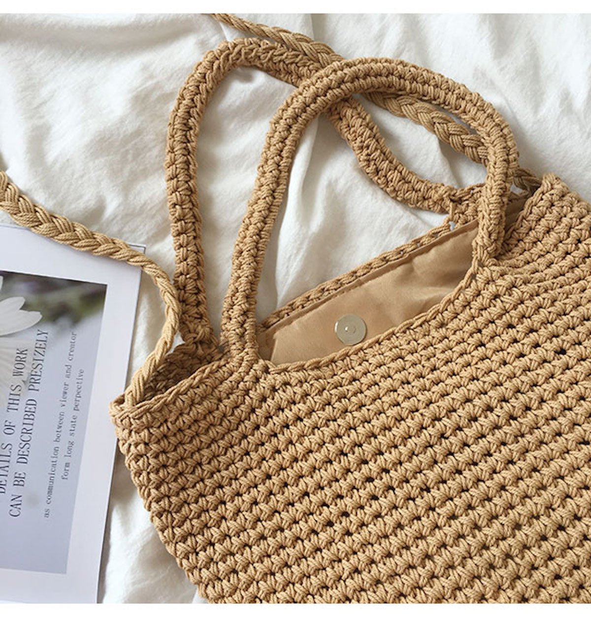Large Crochet Cotton Bucket Bag