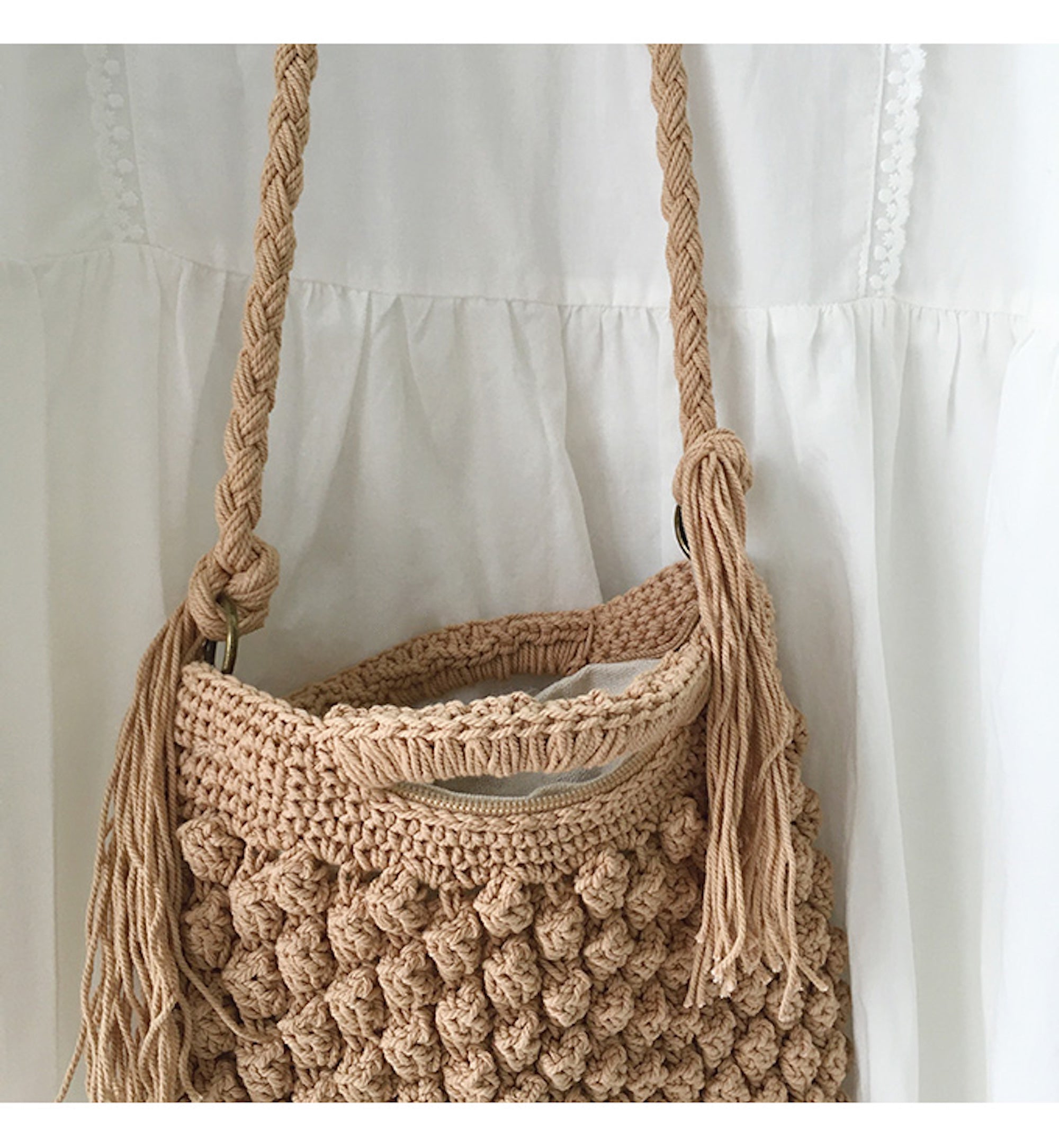 Buy Online High Quality, Unique Handmade Retro Cotton Knitted Shoulder Bag, Hand Woven, Fashion Casual Bag, Gift for Her, Women's Woven Bag - Elena Handbags