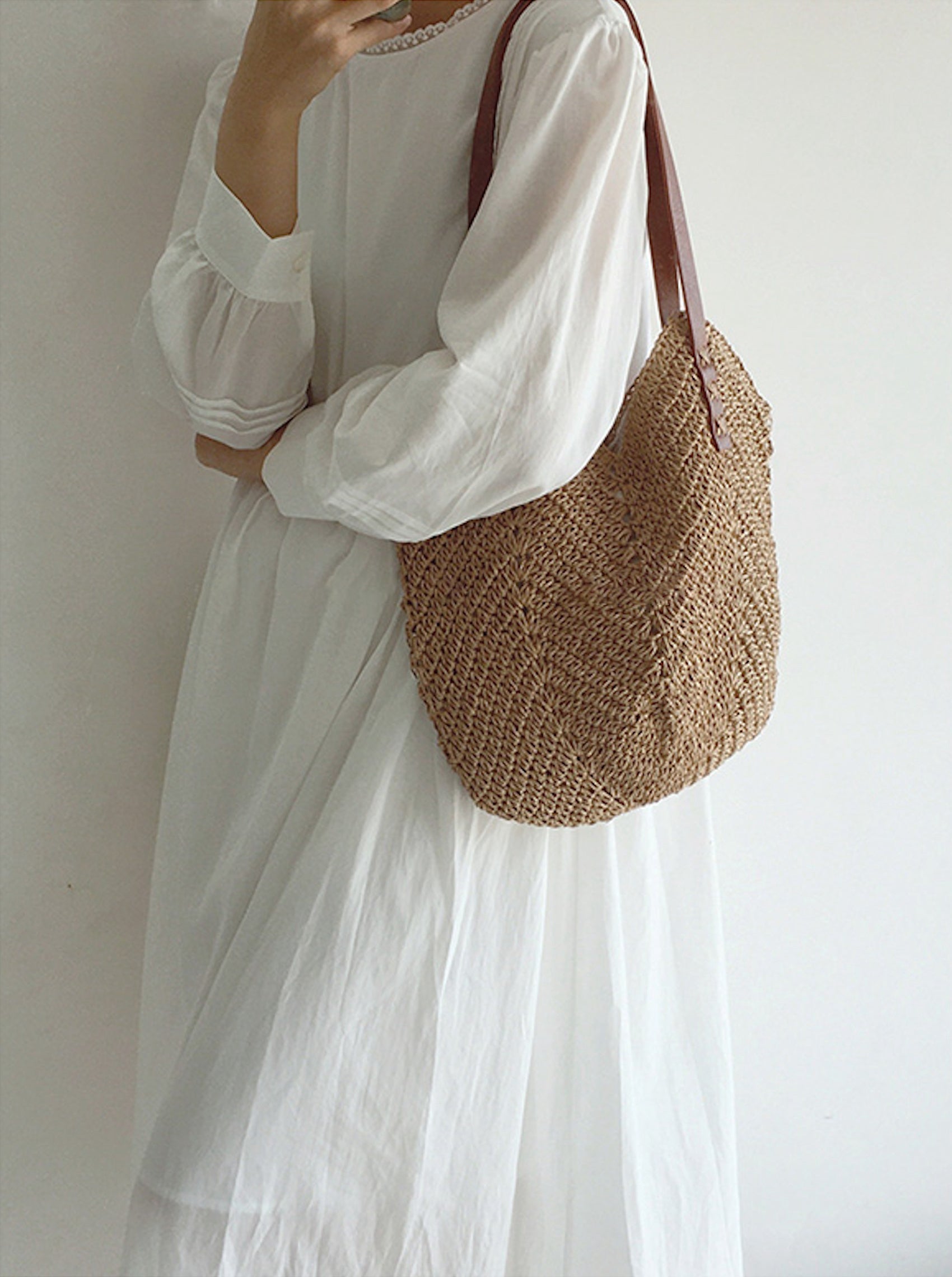 Buy Online High Quality, Unique Handmade Retro Straw Woven Tote Bag with Leather Straps, Summer Beach Bag, Handmade Shoulder Bag, Boho Beach Bag - Elena Handbags