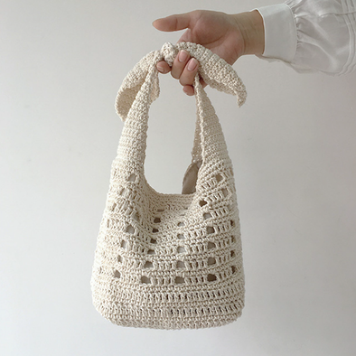 Elena Handbags Medium Crochet Cotton Bucket Bag