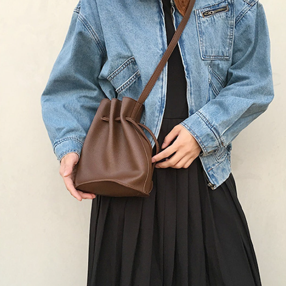 Elena Handbags Mini Leather Bucket Bag