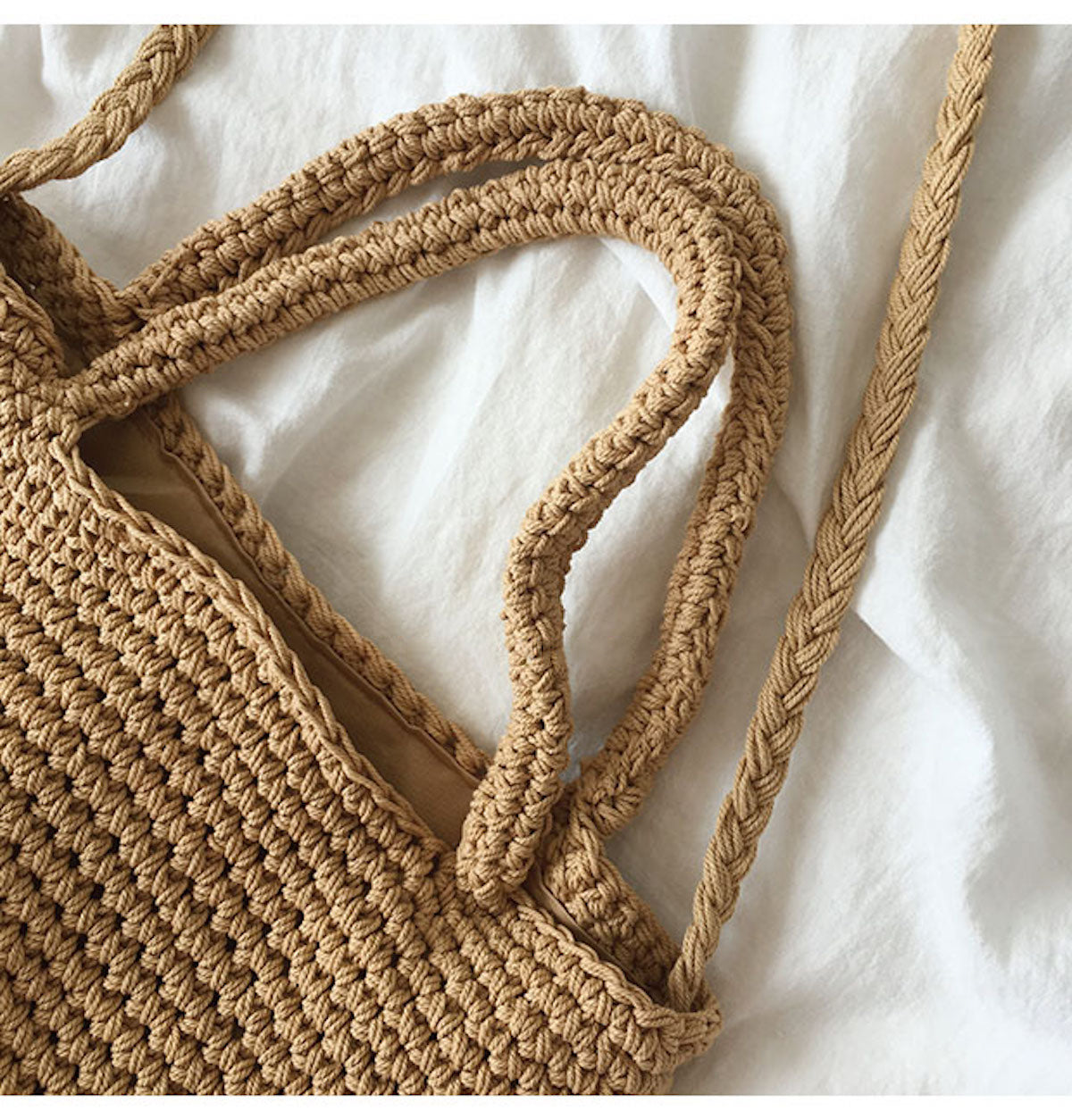 Large Crochet Cotton Bucket Bag