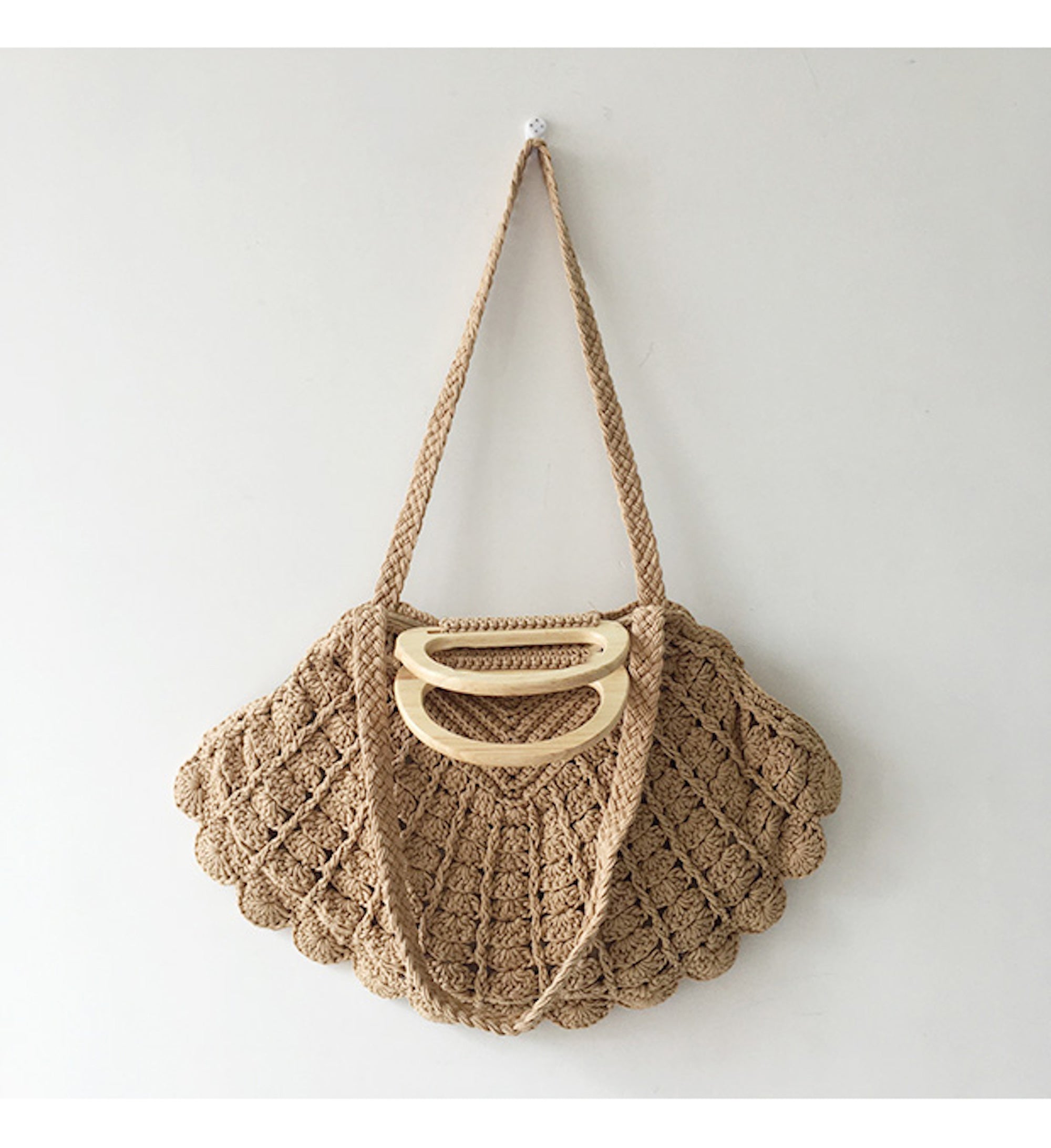 Buy Online High Quality, Unique Handmade Retro Artsy Shell Shaped Cotton Knitted Shoulder Bag, Handmade Woven, Fashion Crochet Bag, Gift for Her, Women's Shoulder Purse - Elena Handbags