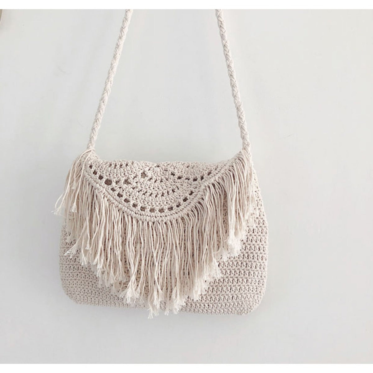 Buy Online High Quality, Unique Handmade Bohemian Tassel Beach Bag, Women Crochet Fringed Crossbody Bag, Hand Knitted Boho Shoulder Bag - Elena Handbags