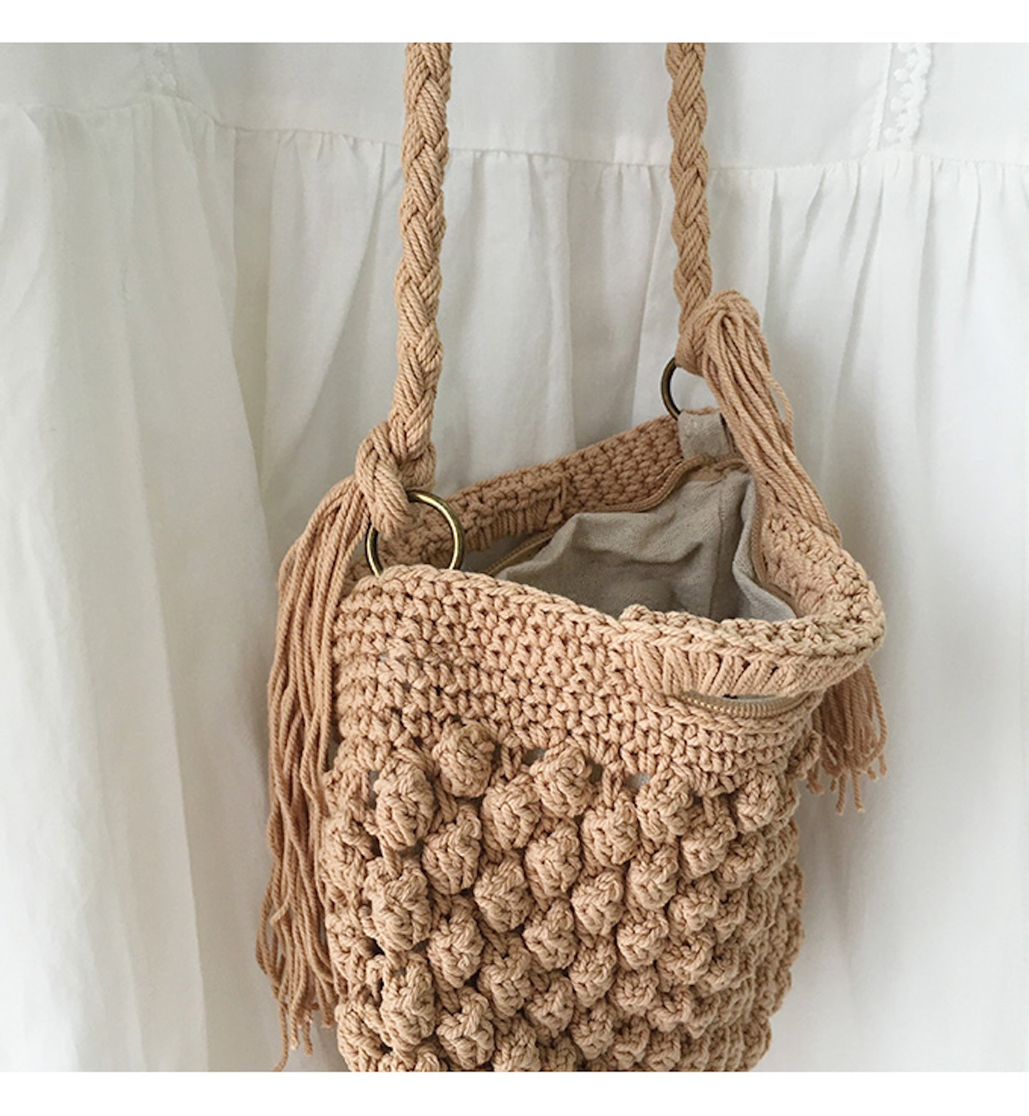 Buy Online High Quality, Unique Handmade Retro Cotton Knitted Shoulder Bag, Hand Woven, Fashion Casual Bag, Gift for Her, Women's Woven Bag - Elena Handbags