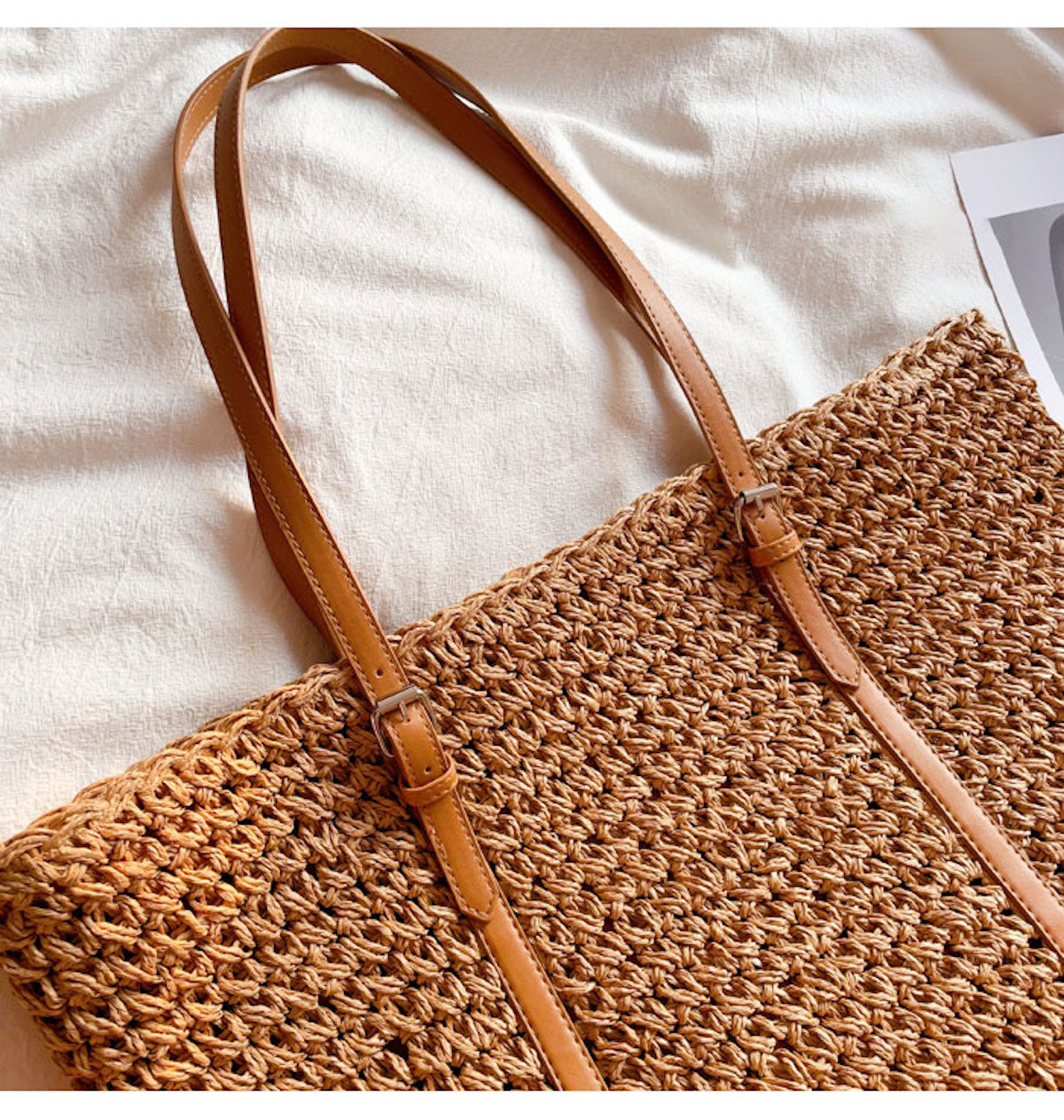 Buy Online Elena Handbags Chic Large Straw Woven Summer Bag