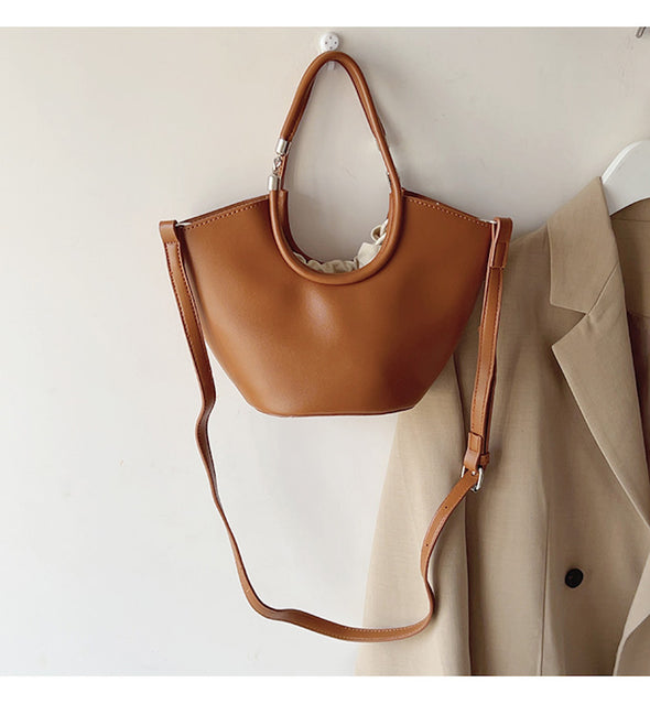 Elena Handbags Retro Leather Minimalistic Work Tote