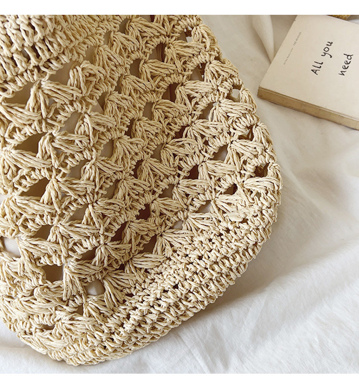 Buy Online Elena Handbags Patterned Straw Shoulder Bucket Bag