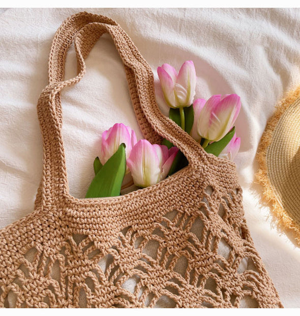 Buy Online Elena Handbags Cotton Crochet Bucket Bag
