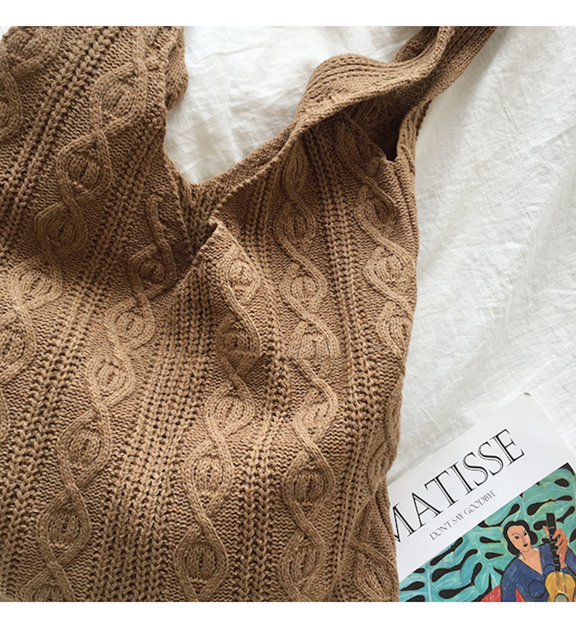 Buy Online High Quality, Unique Handmade Retro Artsy Twist Cotton Knitted Shoulder Bag, Fashion Casual Bag, Handmade Gift for Her, Women's Hand Woven Bag - Elena Handbags