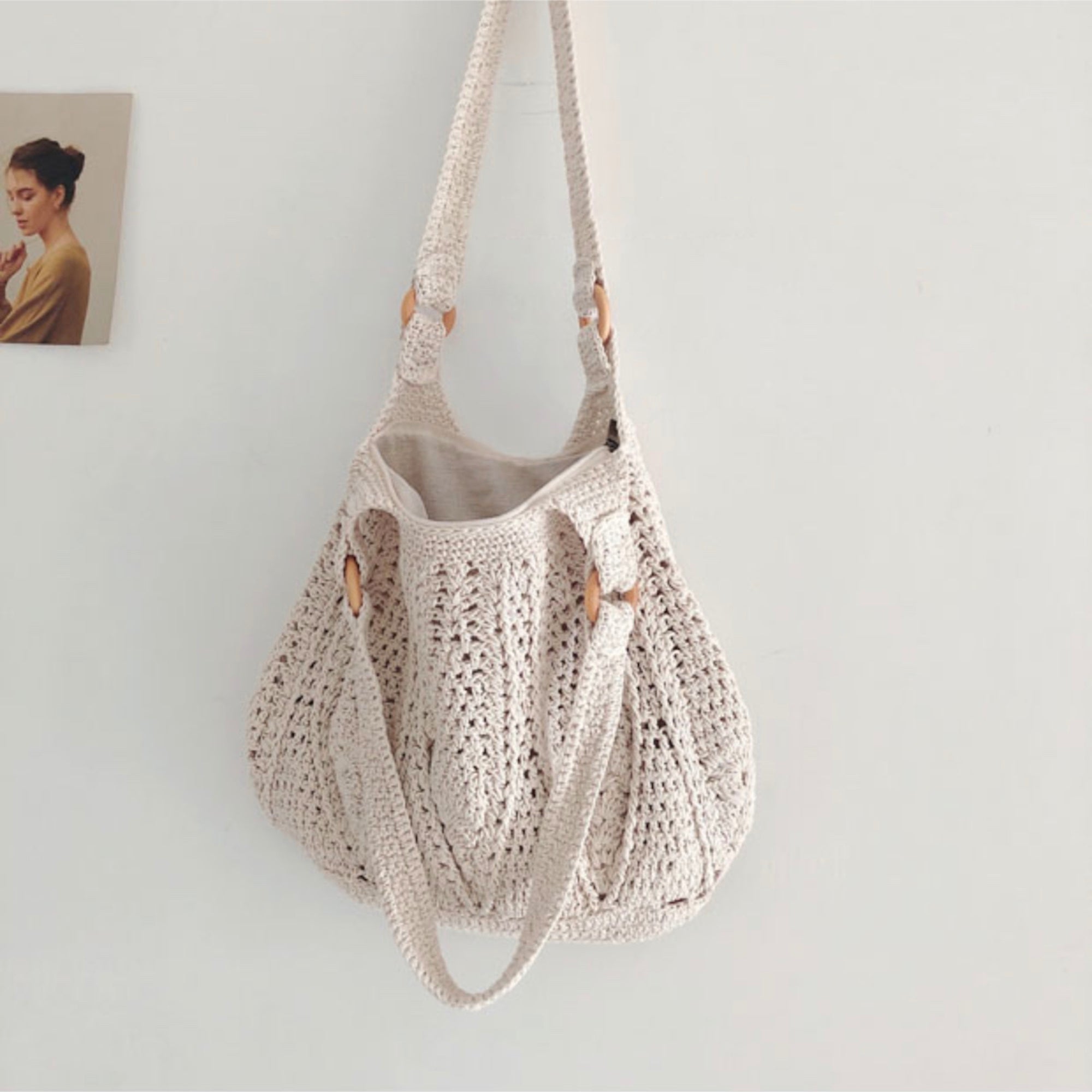 Buy Online High Quality, Unique Handmade Retro Artsy Twist Cotton Knitted Shoulder Bag, Hand Woven, Fashion Casual Bag, Gift for Her, Women's Woven Bag - Elena Handbags
