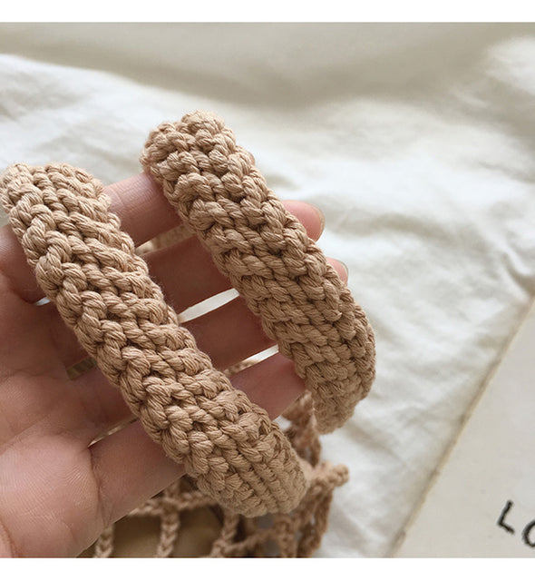 Buy Online High Quality, Unique Handmade Crochet Medium Cotton Knitted Top Handle Bag with Fishnet Design - Elena Handbags