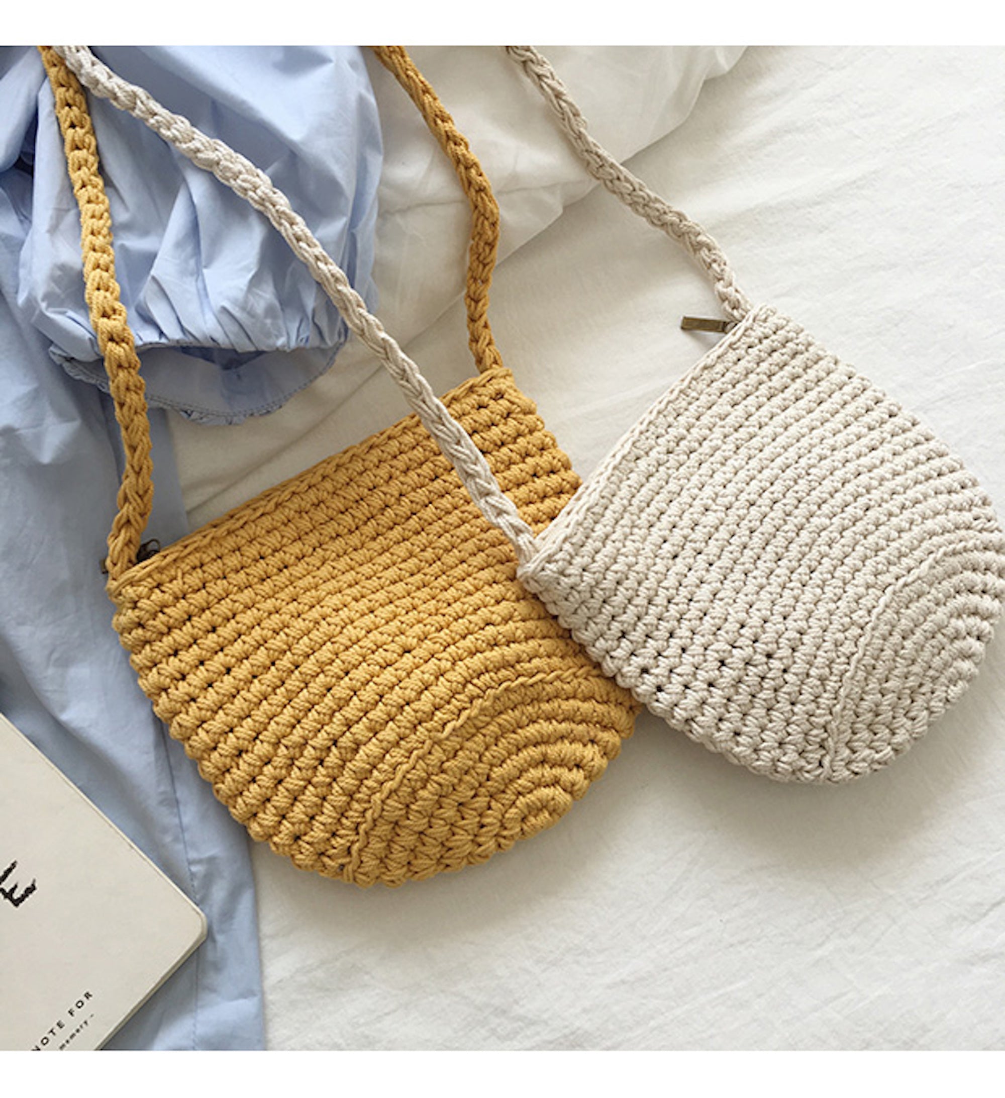 Elena Handbags Small Cotton Knitted Shoulder Bag