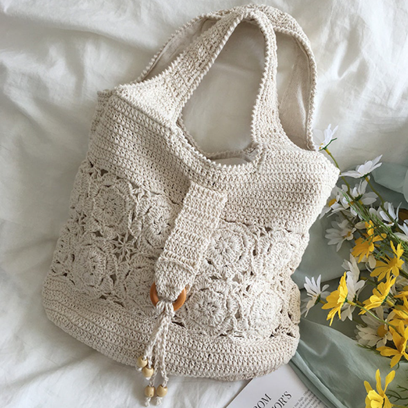 Elena Handbags Floral Cotton Knitted Shoulder Bag