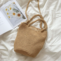 Large Crochet Cotton Bucket Bag