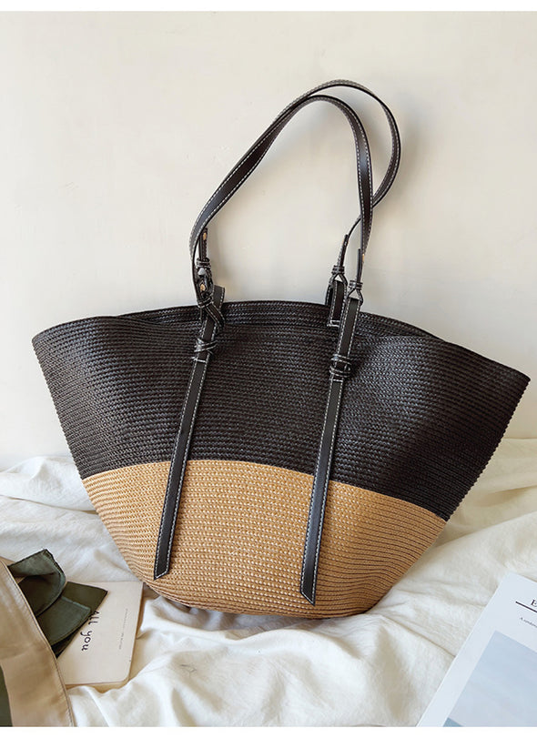 Buy Online Elena Handbags Large Shell Shaped Straw Purse Beach Bag