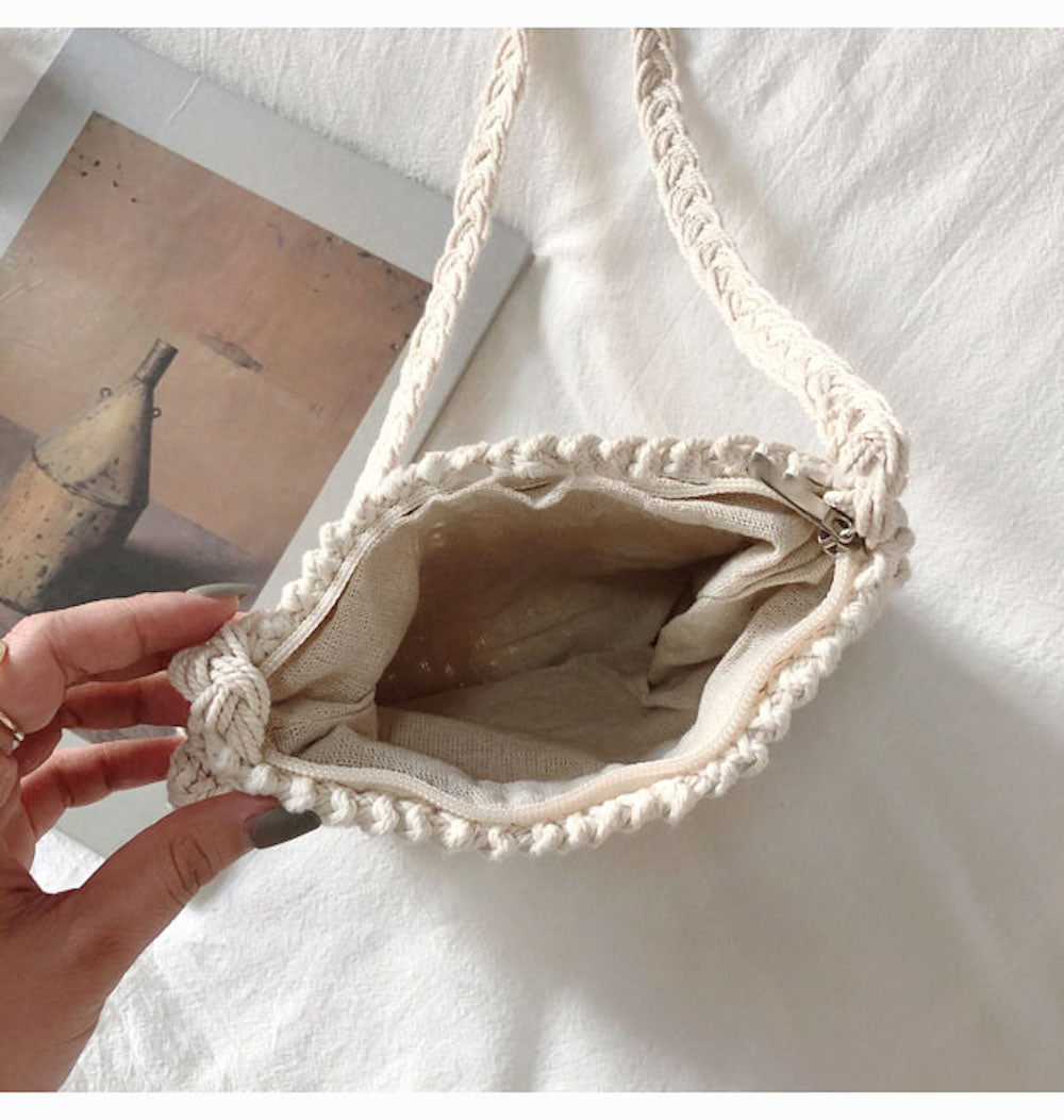 Buy Online High Quality, Unique Handmade Mini Cotton Knitted Shoulder Bag, Handmade Crochet Bag, Fashion Casual Bag, Gift for Her, Women's Woven Bag - Elena Handbags