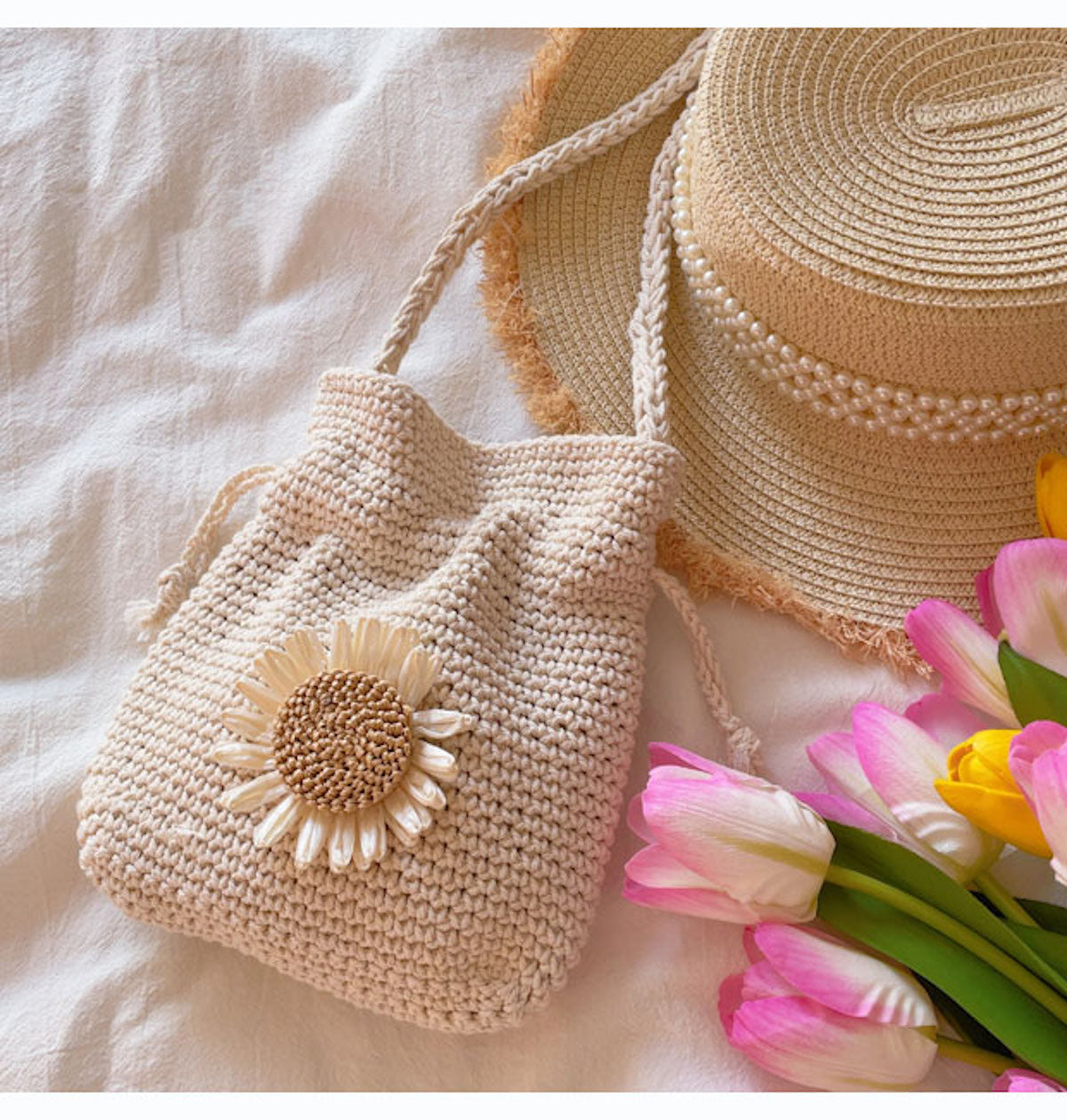 Crochet Handbag/ Sling Bag with Detachable Bag Belt - Beautiful Handmade Bag
