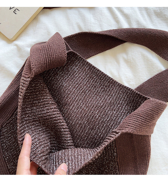 Elena Handbags Cotton Knit Shoulder Bag
