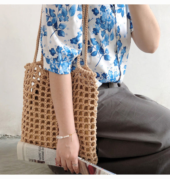 Elena Handbags Lightweight Cotton Knitted Shoulder Bag