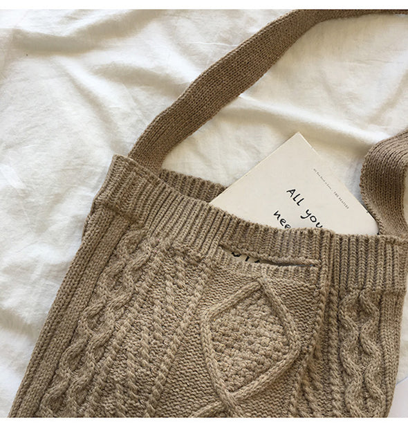 Buy Online High Quality, Unique Handmade Cotton Knitted Sweater Bag, Fashion Casual Shoulder Bag, Handmade Gift for Her, Women's Hand Woven Bag - Elena Handbags