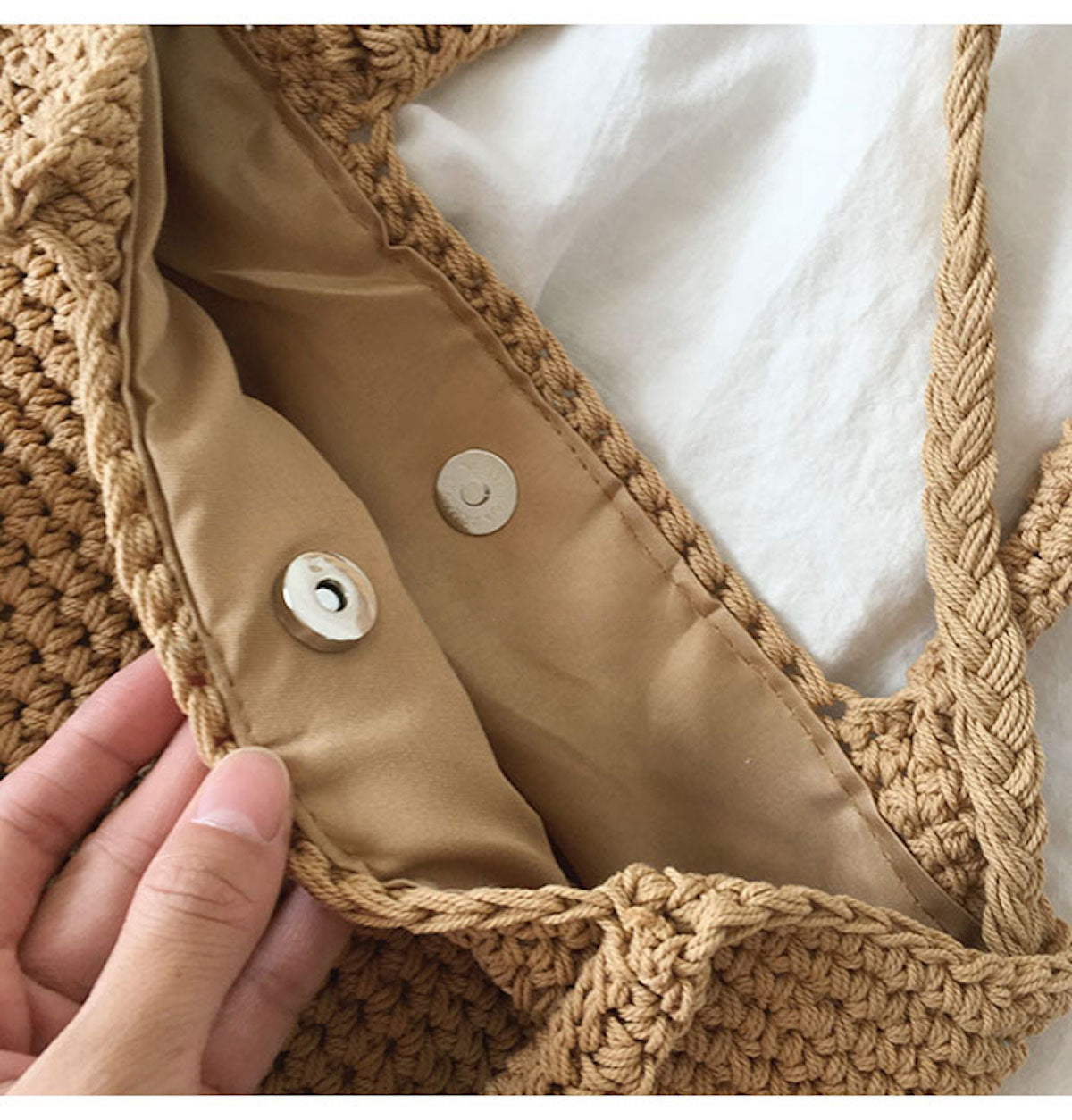 Large Crochet Cotton Bucket Bag