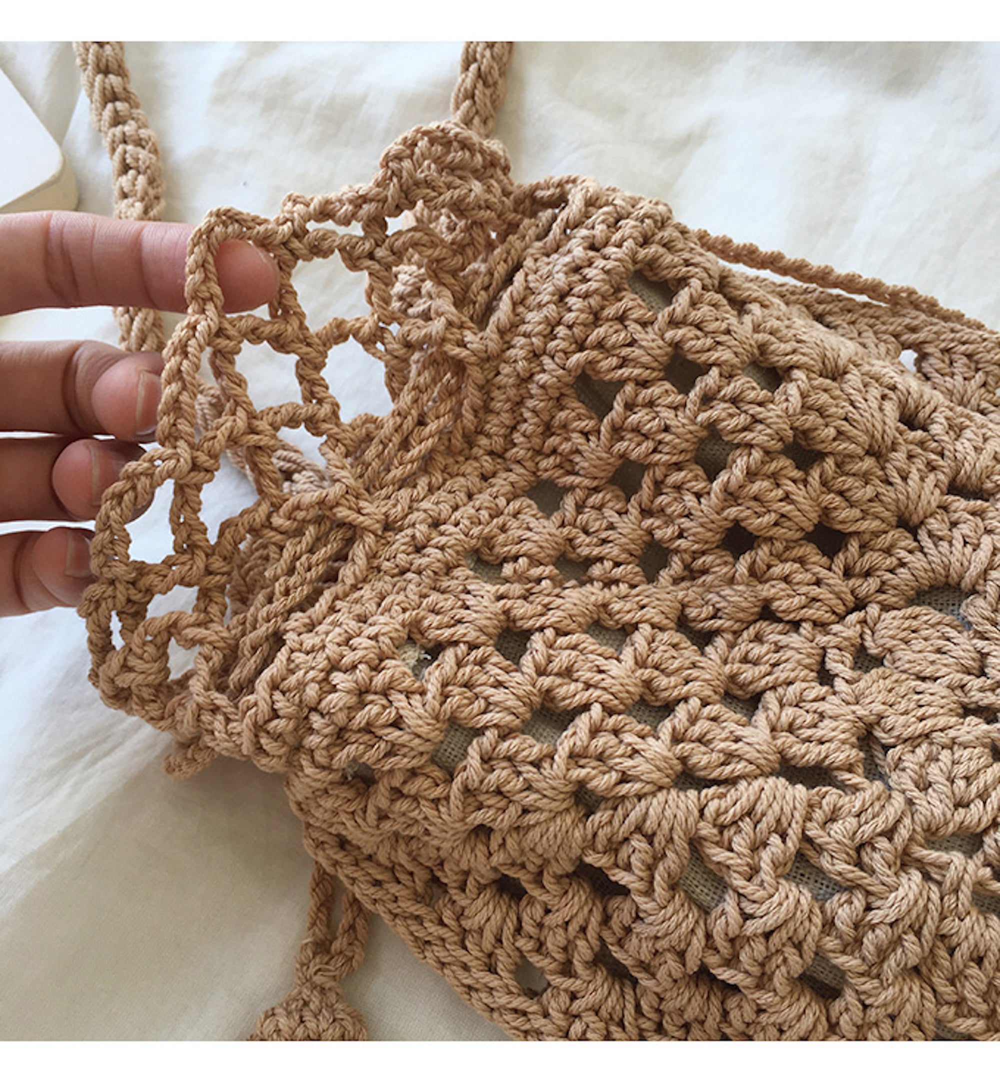 Buy Online High Quality, Unique Handmade Retro Cotton Knitted Shoulder Bucket Bag with Tassel, Hand Crochet Woven Purse, Fashion Casual Bag, Crossbody Bag Women's Purse Shoulder Bag - Elena H