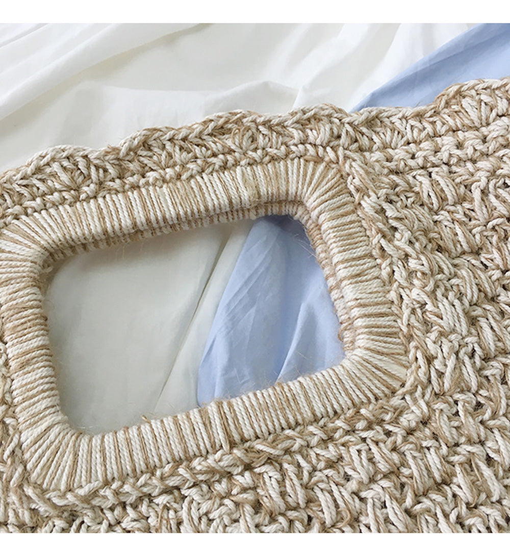 Buy Online High Quality, Unique Handmade Harajuku Style Cotton Knitted Top Handle Tote Bag - Elena Handbags