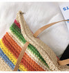 Buy Online Large Rainbow Straw Tote with Leather Strap and Zipper