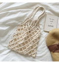 Buy Online High Quality, Unique Handmade Crochet Medium Cotton Knitted Top Handle Bag with Fishnet Design - Elena Handbags