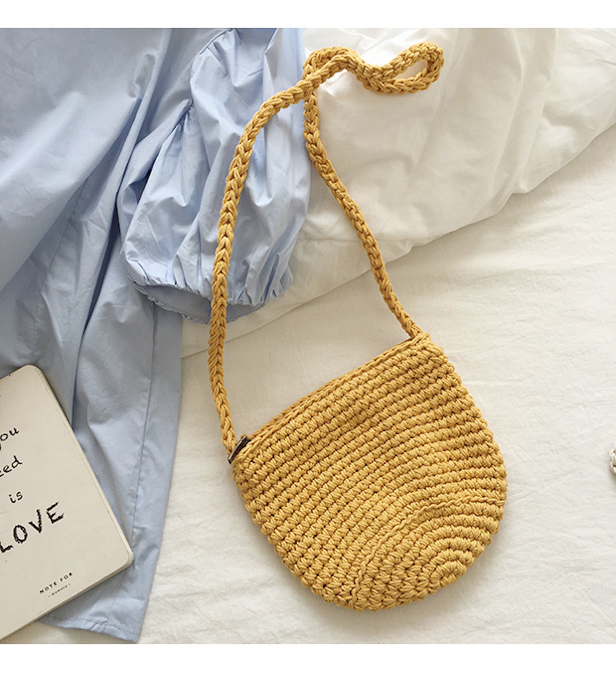 Buy Online High Quality, Unique Handmade Small Cotton Knitted Shoulder Bag, Handmade Crochet Bag, Fashion Casual Bag, Gift for Her, Women's Woven Bag - Elena Handbags
