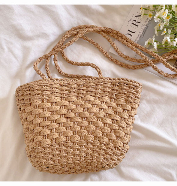 Elena Handbags Simple Woven Straw Tote Bag