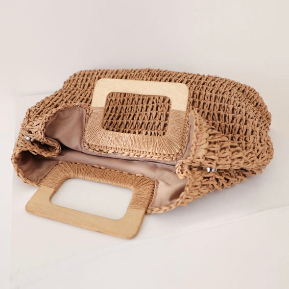 Buy Online High Quality, Unique Handmade Harajuku Style Straw Woven Top Handle Tote Bag - Elena Handbags
