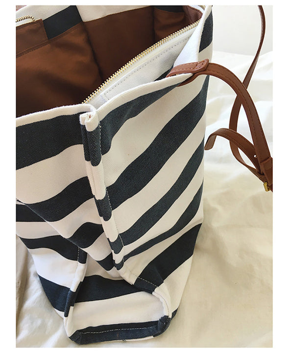 Buy Online Elena Handbags Large Striped Canvas Tote Fashion Shoulder Bag Shopping Bag Work Bag