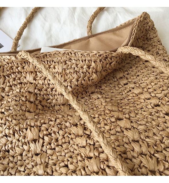 Buy Online High Quality, Unique Handmade Straw Woven Tote Bag, Retro Vibes, Summer Bag, Everyday Shoulder Bag, Beach Bag - Elena Handbags