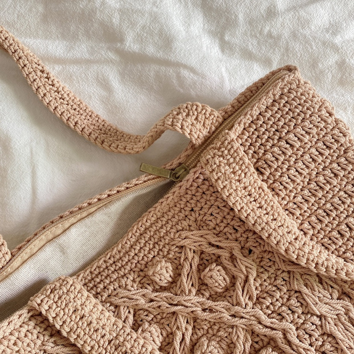 Handmade Cotton Knitted Shoulder Bucket Bag