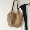 Buy Online High Quality, Unique Handmade Retro Straw Woven Tote Bag with Leather Straps, Summer Beach Bag, Handmade Shoulder Bag, Boho Beach Bag - Elena Handbags