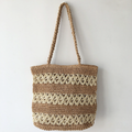 Patterned Straw Woven Tote Bag