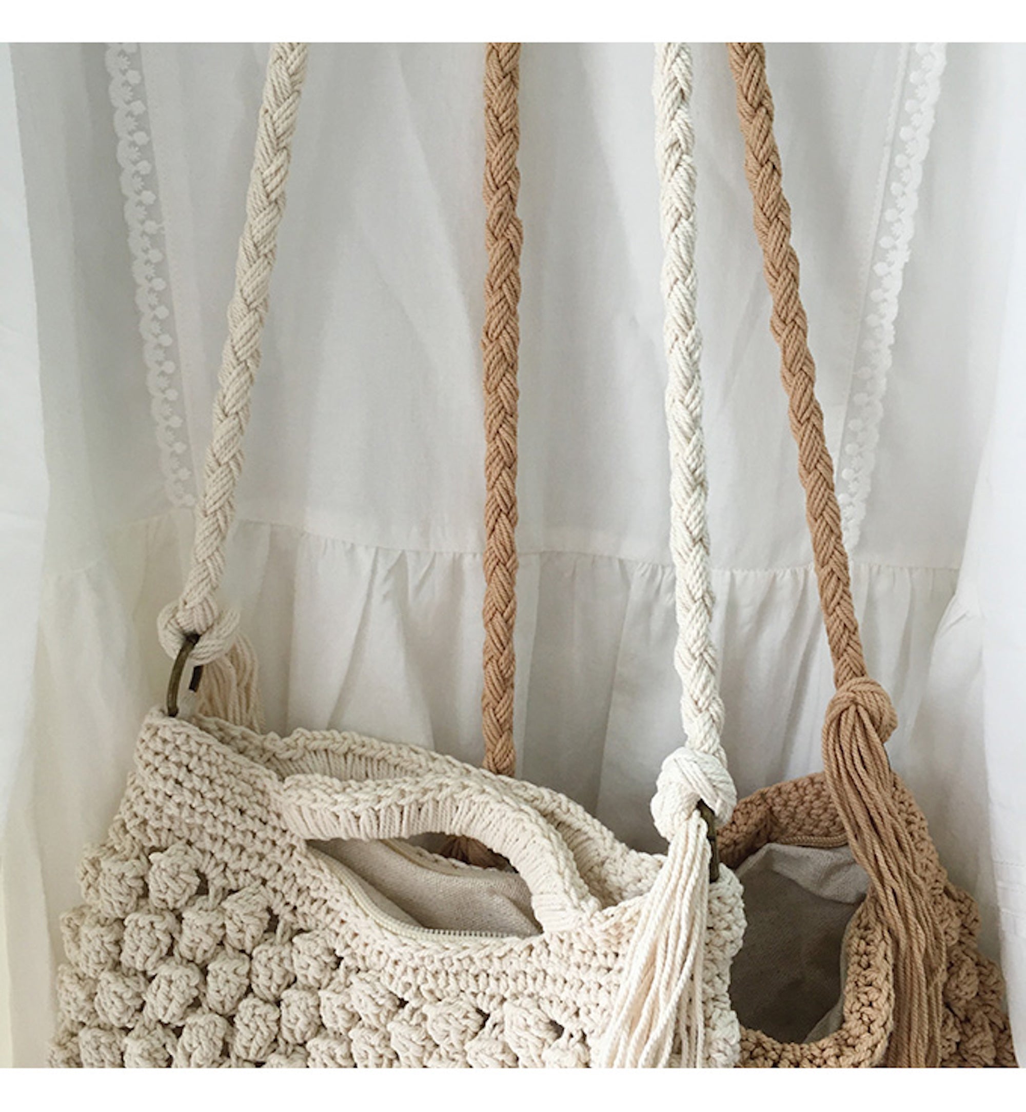 Buy Online High Quality, Unique Handmade Retro Cotton Knitted Shoulder Bag, Hand Woven, Fashion Casual Bag, Gift for Her, Women's Woven Bag - Elena Handbags