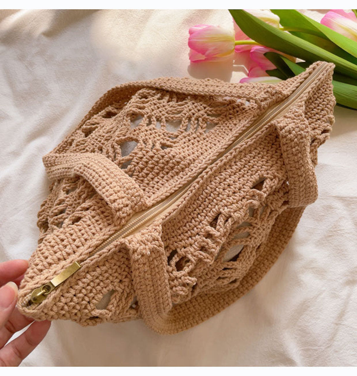 Buy Online Elena Handbags Cotton Crochet Bucket Bag