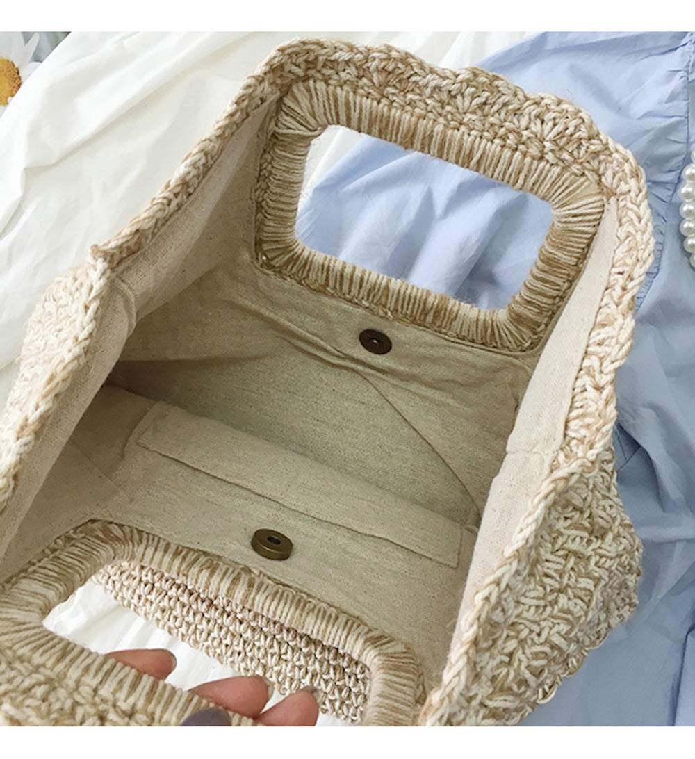 Buy Online High Quality, Unique Handmade Harajuku Style Cotton Knitted Top Handle Tote Bag - Elena Handbags
