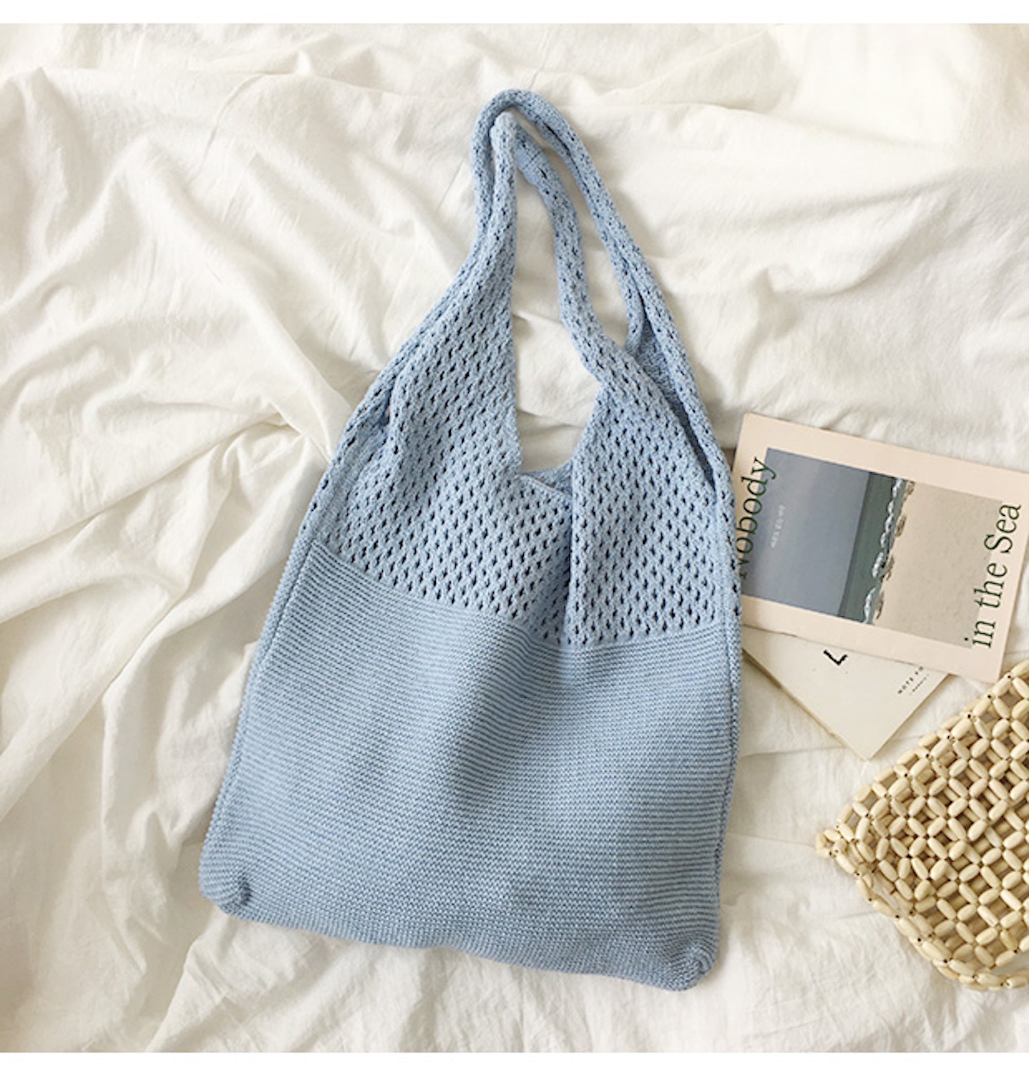 Buy Online High Quality, Unique Handmade Macaron Colored Cotton Knitted Shoulder Bag, Fashion Casual Bag, Handmade Gift for Her, Women's Hand Woven Bag - Elena Handbags