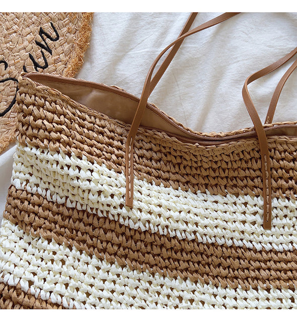 Buy Online Elena Handbags Large Straw Woven Summer Tote