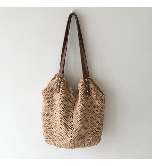 Buy Online High Quality, Unique Handmade Retro Cotton Knitted Shoulder Bag, Hand Woven, Fashion Casual Bag, Gift for Her, Women's Woven Bag - Elena Handbags