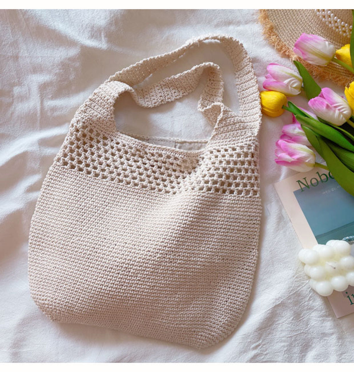 Elena Handbags Cotton Crochet Fashion Shoulder Bag