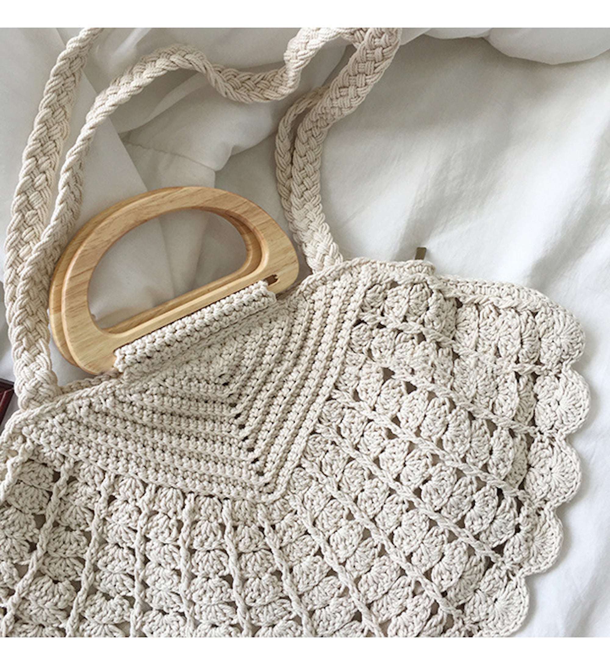 Buy Online High Quality, Unique Handmade Retro Artsy Shell Shaped Cotton Knitted Shoulder Bag, Handmade Woven, Fashion Crochet Bag, Gift for Her, Women's Shoulder Purse - Elena Handbags