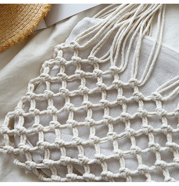 Buy Online Elena Handbags Woven Fishnet Shoulder Bag