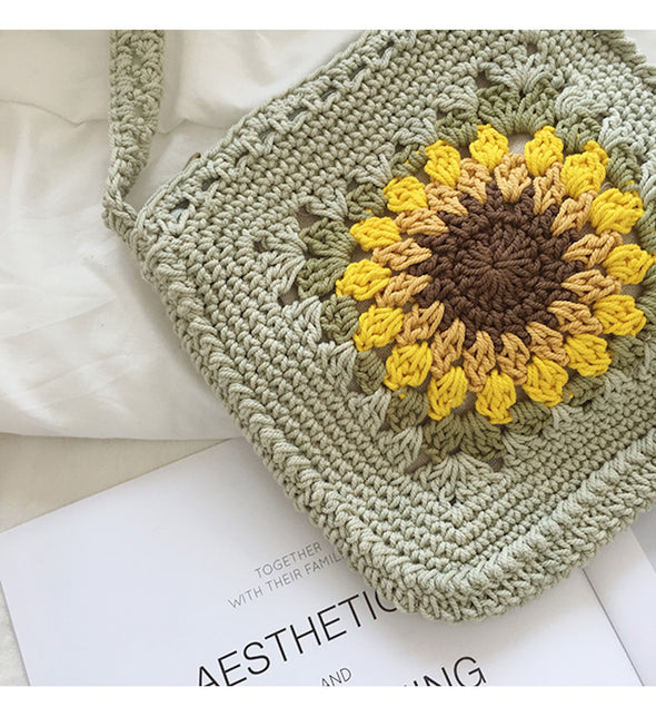 Buy Online High Quality, Unique Handmade Handmade Crochet Sunflower Purse, Hand Woven Crossbody Bag, Cotton Purse, Amigurumi Shoulder Bag, Crossbody Bag - Elena Handbags